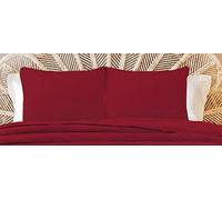 Autrefois Housse de taie 65 x 65 cm Sixtine Rouge - Effet Peau de pêche - Couvre lit matelassé Doux - Boutis uni 2 Places - Couverture Microfibre - Plaid canapé à Offrir pour la Saint Valentin