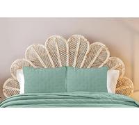 Autrefois Housse de taie 65 x 65 cm Sixtine Vert Aqua - Effet Peau de pêche - Couvre lit matelassé Doux et léger - Boutis uni 2 Places - Couverture Microfibre - Plaid canapé déco