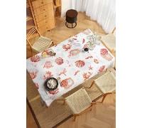 Autrefois Nappe enduite imprimé Récif (Corail, 160 x 200)