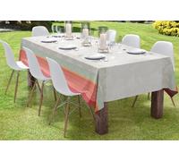 Autrefois Nappe Jacquard enduite,Nappe rectangulaire Anti Tache,Entretien Facile,Convient en Intérieur et Extérieur,pour Salle à Manger,Mariage et Evénements,Ulysse Corail 150 * 250cm