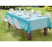 Autrefois Nappe Jacquard enduite,Nappe rectangulaire Anti Tache,Entretien Facile,Convient en Intérieur et Extérieur,pour Salle à Manger,Mariage et Evénements,Ulysse Turquoise 150 * 200cm