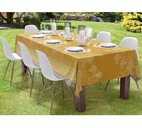 Autrefois Nappe Jacquard enduite,Nappe rectangulaire Anti Tache,Entretien Facile,Convient en Intérieur et Extérieur,pour Salle à Manger,Mariage et Evénements,Utopie Or 150 * 200cm