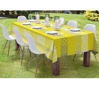 Autrefois Nappe Jacquard Enduite, Nappe rectangulaire Anti Tache, Nappe Tissu Facile à Nettoyer, Convient pour Repas, Salle à Manger, Mariage et Evénements,Coustellet Jaune 150 x 200 cm