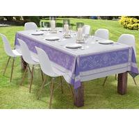 Autrefois Nappe Jacquard Enduite, Nappe rectangulaire Anti Tache, Nappe Tissu Facile à Nettoyer, Convient pour Repas, Salle à Manger, Mariage et Evénements, Lavande Parme 150 x 300 cm