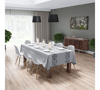 Autrefois Nappe Jacquard Enduite, Nappe rectangulaire Anti Tache, Nappe Tissu Facile à Nettoyer, Convient pour Repas, Salle à Manger, Mariage et Evénements, Azulejos Gris 150 x 150 cm