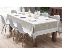 Autrefois Nappe Jacquard Enduite, Nappe rectangulaire Anti Tache, Nappe Tissu Facile à Nettoyer, Convient pour Repas, Salle à Manger, Mariage et Evénements, Lavande Champagne 150 x 200 cm