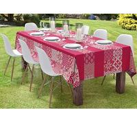 Autrefois Nappe Jacquard Enduite, Nappe rectangulaire Anti Tache, Nappe Tissu Facile à Nettoyer, Convient pour Repas, Salle à Manger, Mariage et Evénements,Coustellet Rouge 150 x 200 cm