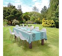 Autrefois Nappe Jacquard Enduite, Nappe rectangulaire Anti Tache, Nappe Tissu Facile à Nettoyer, Convient pour Repas, Salle à Manger, Mariage et Evénements, Azulejos Bleu 150 x 250 cm