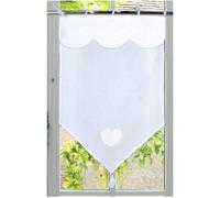 Autrefois Rideau enrouleur et brise bise 45 x 120 cm Blanc Isabelle, Lin brodé, Voilage Broderie, Style Charme, Petit Rideau Fin