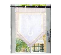 Autrefois Rideau enrouleur et brise bise 60 x 120 cm Beige Vichy, Lin brodé, Voilage Broderie, Style Charme, Petit Rideau Fin
