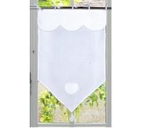 Autrefois Rideau enrouleur et brise bise 60 x 120 cm Blanc Isabelle, Lin brodé, Voilage Broderie, Style Charme, Petit Rideau Fin