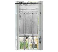 Autrefois Rideau enrouleur et brise bise 60 x 160 cm Gris Isabelle, Lin brodé, Voilage Broderie, Style Charme, Petit Rideau Fin