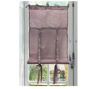 Autrefois Rideau enrouleur et brise bise 60 x 160 cm Rose Nice, Lin brodé, Voilage Broderie, Style Charme, Petit Rideau Fin