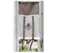 Autrefois Rideau enrouleur et brise bise 80 x 160 cm Lin Royal, Lin brodé, Voilage Broderie, Style Charme, Petit Rideau Fin