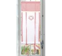 Autrefois Rideau Enrouleur et Brise bise, Lin brodé, Voilage Broderie, Style Charme,Decoration pour fenetre de Cuisine, Salon, Vichy (Rouge, 80 x 160 cm)