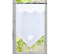 Autrefois Rideau Enrouleur et brises bises, Lin brodé, Voilage Broderie, Style Charme, Petit Rideau Fin, Decoration pour fenetre de Cuisine, Salle de Bain, Salon, Isabelle (Blanc, 60 x 120 cm)