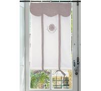 Autrefois Rideau Enrouleur, Lin brodé, Voilage Broderie, Style Charme, Petit Rideau Fin, Decoration pour fenetre de Cuisine, Salle de Bain, Salon, French Style Curtain, chloé (Lin, 60x160 cm)