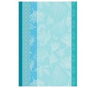Autrefois Torchon de Cuisine Jacquard Bleu Vif 48 x 70 cm, 100% Coton, Absorbant, Thème Mer, Motif Coraux
