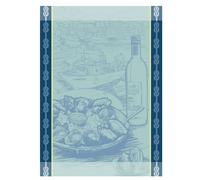 Autrefois Torchon Imprimé Jacquard Bleu, 48 * 70 cm, Thème Fruits de Mer, Huitres