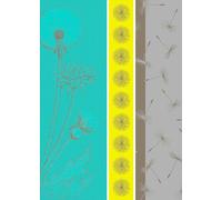 Autrefois Torchon Imprimé Jacquard Bleu, Jaune et Gris 48x70 cm, Thème Fleur, Pissenlit