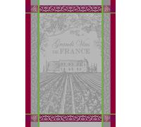 Autrefois Torchon Imprimé Jacquard Gris Clair 48x70 cm, Motif Champ de Vignes, Grands Vins.