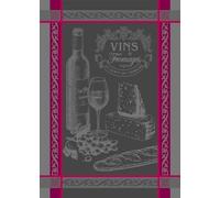 Autrefois Torchon Imprimé Jacquard Gris Foncé 48 * 70 cm, Thème Dégustation, Vins et Fromages