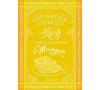 Autrefois Torchon Imprimé Jacquard Jaune 48x70 cm, Thème Patisserie, Tarte au Citron