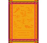 Autrefois Torchon Imprimé Jacquard Orange 48x70 cm, Motif Herbes de Provence, Herbier Orange