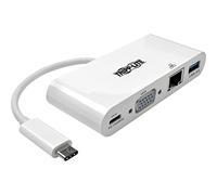 Tripp Lite Adaptateur multiport USB-C, VGA, Port USB-A, Charge Gbe et PD, Blanc (U444-06N-VGU-C)