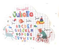 AUTRES Lire et dire - Set de Table prénom Forme Nuage- Juliette- (Recto & Verso) - Bon appétit - Dessins Animaux - 29x41 cm
