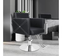 Autrfso Chaise de coiffeur hydraulique réglable en hauteur - Noir - Avec fonction rotative à 360° et dossier ergonomique - Pour salon de coiffure, studio de tatouage et salon de beauté - Noir