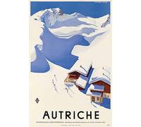 Autriche Ski Montagne Affiche Poster Reproduction - Format 50X70 cm Papier 300 GR - Vente du fichier numérique HD Possible Nous Consulter (Boutique : affichevintage.FR)