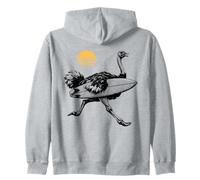 Autruche avec Planche de Surf sur la Plage, Soleil Sweat à Capuche