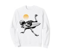Autruche avec Planche de Surf sur la Plage, Soleil Sweatshirt
