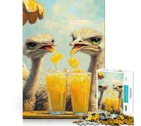 Autruches dégustant Une Limonade Puzzle de 1000 pièces pour Adolescents Stimulation de la mémoire Jeu apaisant Bords tendus Cadeau de qualité supérieure (38x52cm)
