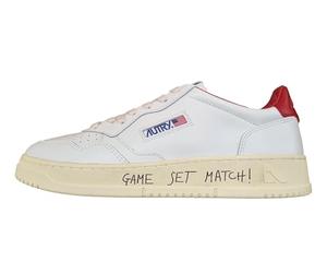 AUTRY Match AULM ML03 Chaussures de sport en cuir pour homme, blanc et rouge, blanc et rouge, 41 EU