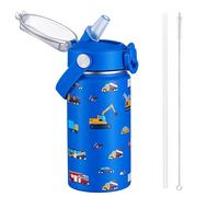 Autsel 420ml Gourde Isotherme avec Paille pour Enfant, Bouteille Isotherme Étanche, Gourde d'eau en Acier Inoxydable
