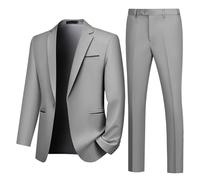 Autsel Costume Homme 2 Pièces Slim Fit à Un Bouton Vests de Smoking Mariage Business Mens Suits Veste et Pantalon Gris Clair 3XL