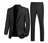 Autsel Costume Homme 2 Pièces Slim Fit à Un Bouton Vests de Smoking Mariage Business Mens Suits Veste et Pantalon Noir XL