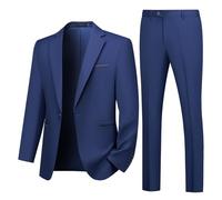 Autsel Costume Homme 2 Pièces Slim Fit à Un Bouton Vests de Smoking Mariage Business Mens Suits Veste et Pantalon Bleu Marine XS
