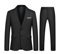 Autsel Costume Homme Slim Fit 2 Pièces Vests de Smoking Business Mariage Mens Suits à Deux Boutons Blazer Veste et Pantalon Noir 3XL
