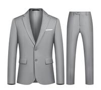 Autsel Costume Homme Slim Fit 2 Pièces Vests de Smoking Business Mariage Mens Suits à Deux Boutons Blazer Veste et Pantalon Gris Clair S