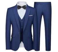 Autsel Costumes Hommes 3 Pièces Slim Fit à Un Bouton Vests de Smoking Mariage Men Suits Formel Blazer Veste Gilet et Pantalon Bleu Marine XXL