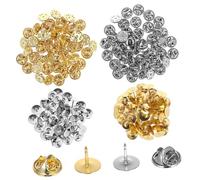 AUTSUPPL 100 paires Fermoirs Pins Métal Dos Épingles Verrouillables pour Broches Attaches de Rechange pour Création Bijoux et Loisirs Créatifs Dorés Nickelés