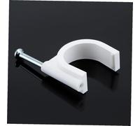 AUTSUPPL 100 pièces Clips Fixation Câble Blanc avec Clous Acier pour Gestion Filaire Murale Plastique Épais Attache Câble Électrique Robuste Réseau et Optique