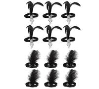 AUTSUPPL 12 Pièces Bandeaux Décoratifs Noirs en Matériau Synthétique Plumage et Perles, Style Unique et Délicat pour Fêtes et Soirées Festives