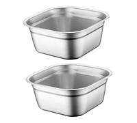AUTSUPPL 2 pièces Bassine Carrée Acier Inoxydable Récipient et Spacieux pour Cuisine Lavage Légumes et Vaisselle Design Moderne et Gain de Place