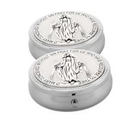 AUTSUPPL 2 pièces Boîte à Bijoux Catholique Alliage de Zinc Coffret Compact pour Chapelet Boîte Souvenir pour Communion Prière Quotidienne Cadeau Religieux Portable