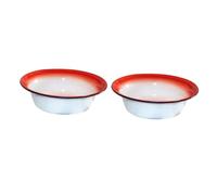 AUTSUPPL 2 pièces Bol à Soupe Vintage Émail Rouge de Bols Émaillés Domestiques Pratiques pour Cuisine Résistants avec Bords Lisses et Design Floral Aléatoire
