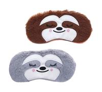 AUTSUPPL 2 pièces Masques de Sommeil pour Garçon Fille Peluche Douce Cache-yeux Occultant Respirant Design Animal Mignon pour Garçons et Filles pour Sieste et Nuit Paisible